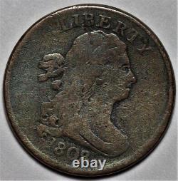 1808/7 Draped Bust Half Cent US 1/2 Copper Penny Coin L35