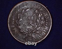 1808 Draped Bust Half Cent Low Mintage of 400,000 Rotated Reverse #S151