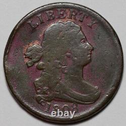 1808 Draped Bust Half Cent Rim Damage US 1/2c Copper Penny Coin L39