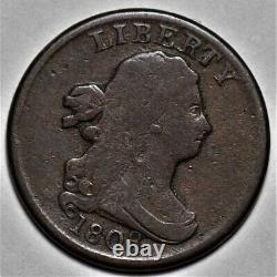 1808 Draped Bust Half Cent Rotated Die US 1/2c Penny Copper Coin L36