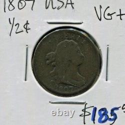 USA Historical (scarce) Copper Draped Bust Half Cent, 1807, Km# 33